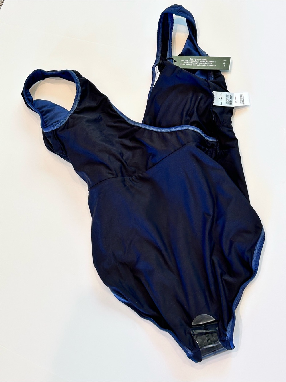 Hermoza Karen Navy Blue One-Piece V-neck Wrap Side Tie Swimsuit Women’s 8 NEW - Picture 12 of 16